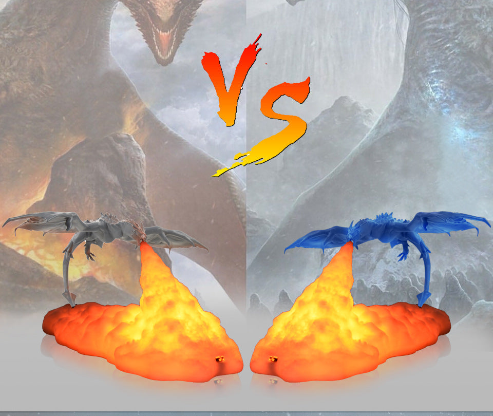 3D Printed Magical Dragon Night Light - LED Breathing Flame Lamp for Kids Gift & Home Decor