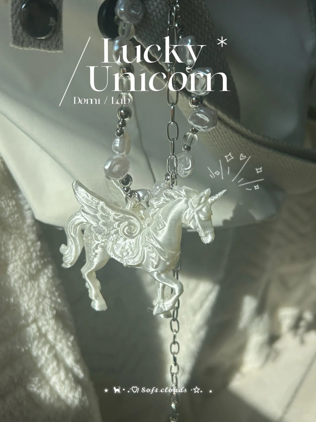 Lucky Pegasus: Sustainable 3D Printed 2-in-1 Necklace and Designer Bag Charm | Unique Handcrafted Jewelry Gift for Best Friend