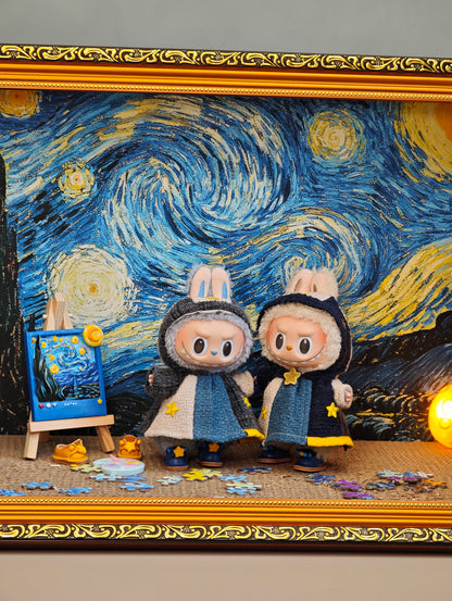[art series !]Van Gogh Starry Night Cloak｜compatible POP MART Labubu（17cm）【No Dolls!!】