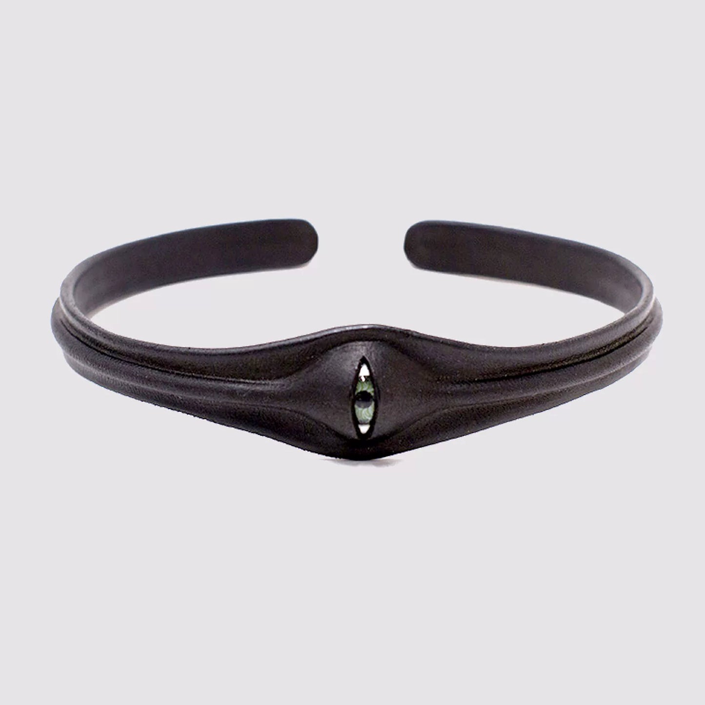 Handmade Italian Leather Eyeball Choker - 2-in-1 Gothic Wrap Bracelet - Unique Avant-Garde Accessory for Women & Men.
