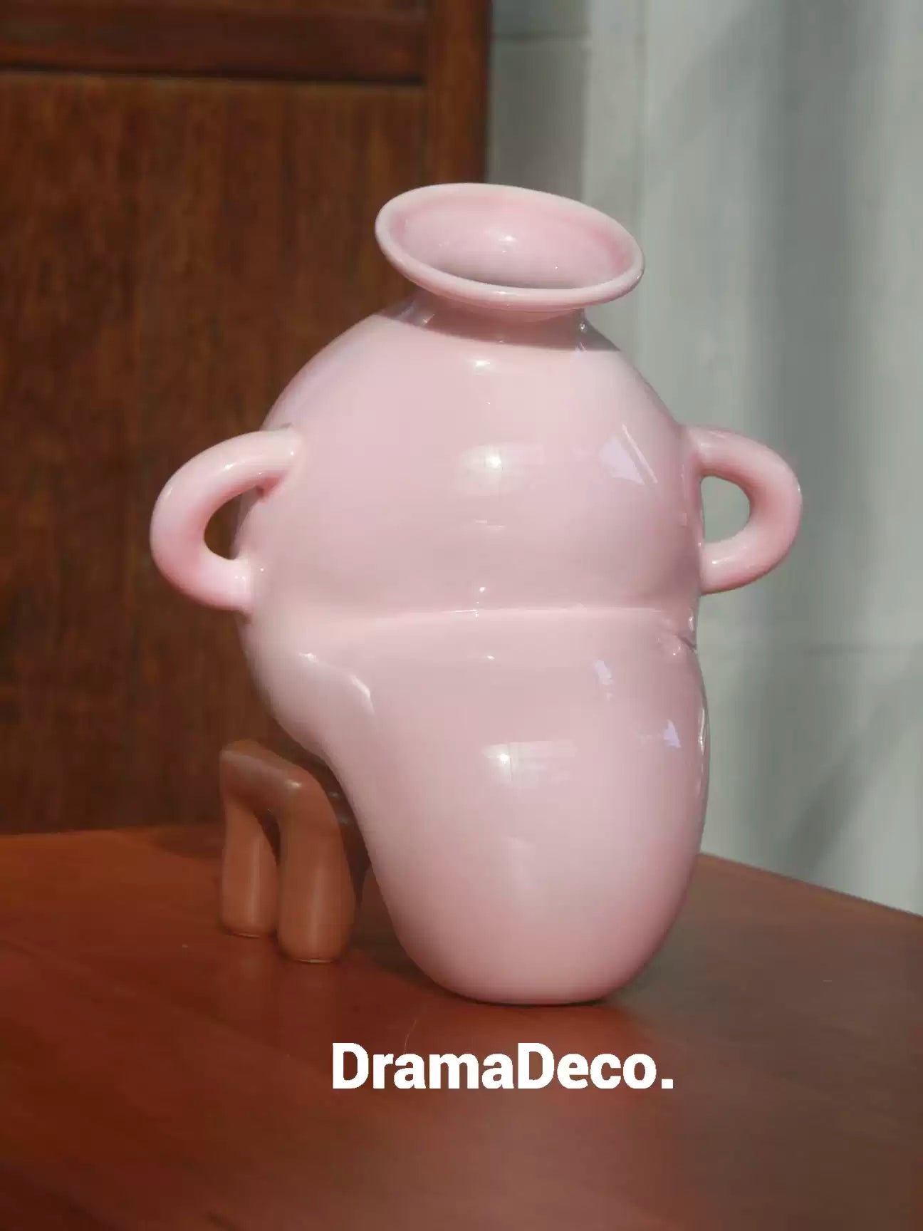 Surrealist Ceramic Vase Sitting on Stool - Whimsical Original Design Home Decor - Unique Creative Birthday Gift for Art Lovers