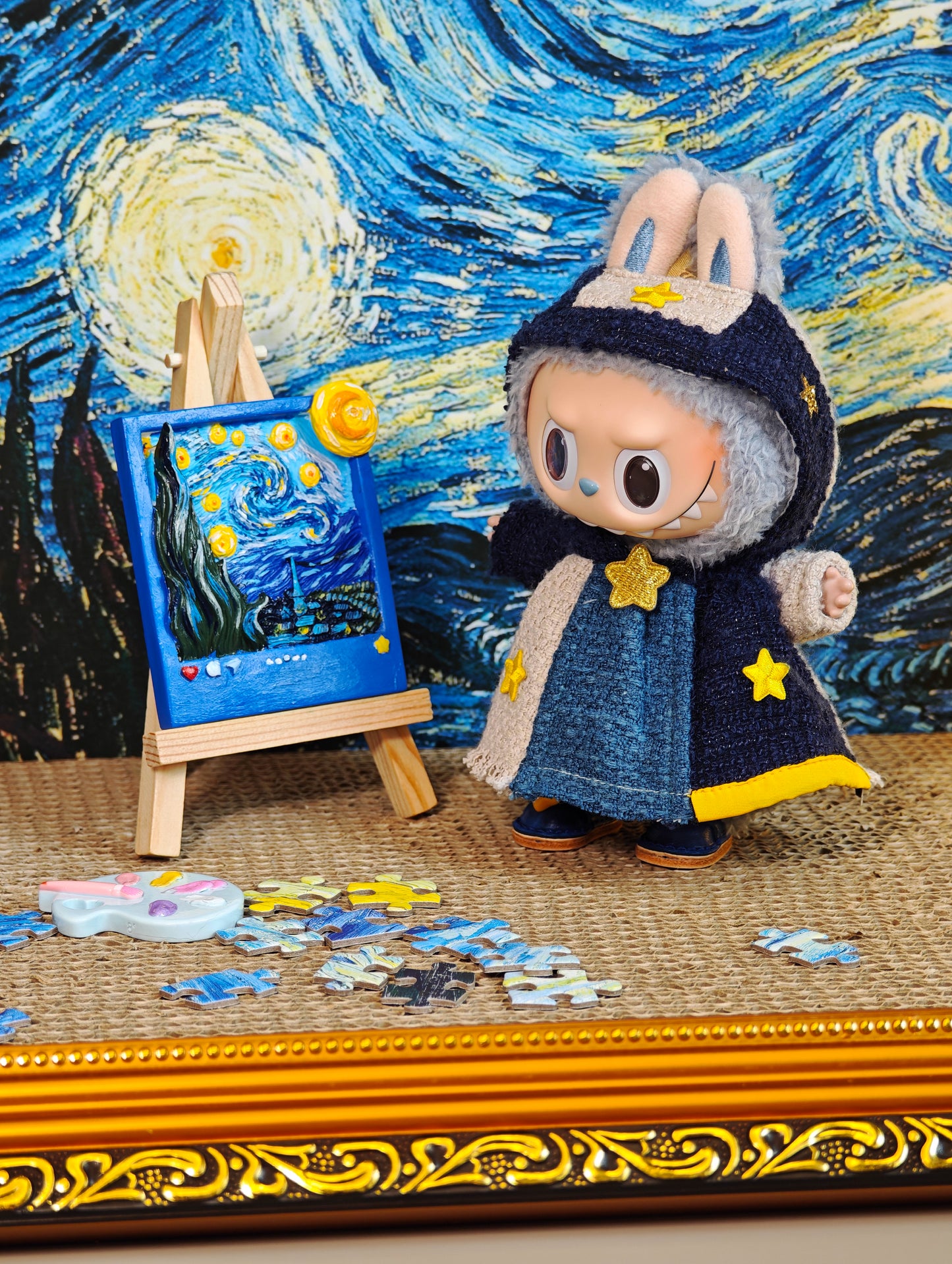 [art series !]Van Gogh Starry Night Cloak｜compatible POP MART Labubu（17cm）【No Dolls!!】