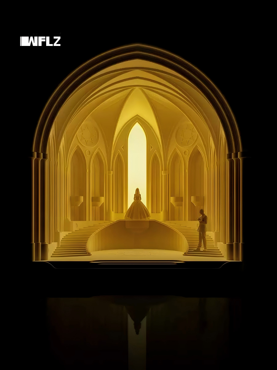 Gothic Architecture Concrete Table Lamp - Minas Tirith Themed Night Light - Designer Cement Ornament for Wedding & Housewarming