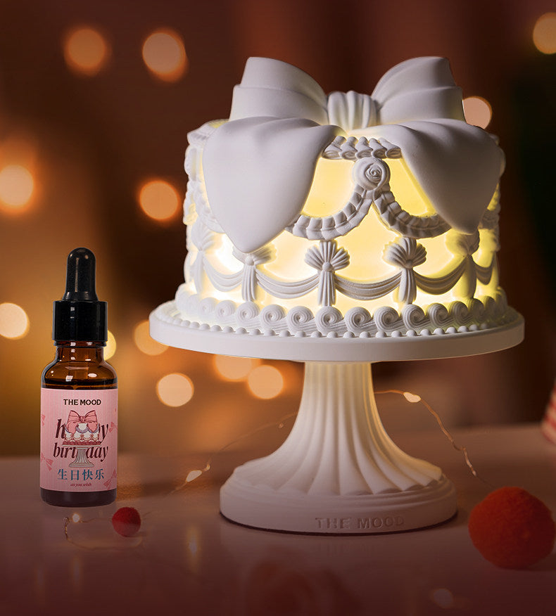 Luxury Scented Cake Lamp: 3-Color Dimmable Night Light & Gypsum Aromatherapy Diffuser | Perfect Aesthetic Birthday Gift for Her