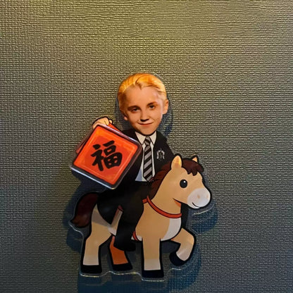 Unique "Ma-Fu" Draco Malfoy 360° Rotating Magnet - 2026 CNY of the Horse Symbol of Fortune - Best Gift for Potterheads (Free "Fu" Sticker Included!)