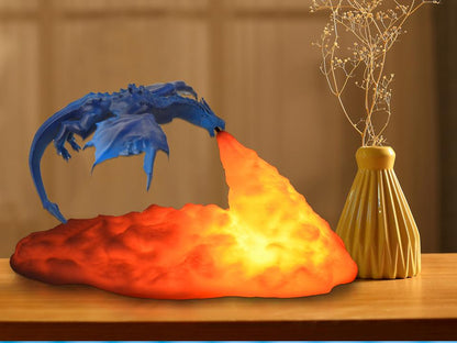3D Printed Magical Dragon Night Light - LED Breathing Flame Lamp for Kids Gift &amp; Home Decor